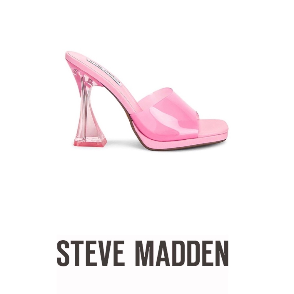 🚫SOLD🚫 NIB Steve Madden Lipa pink vinyl mules size 8.5 - Picture 1 of 16